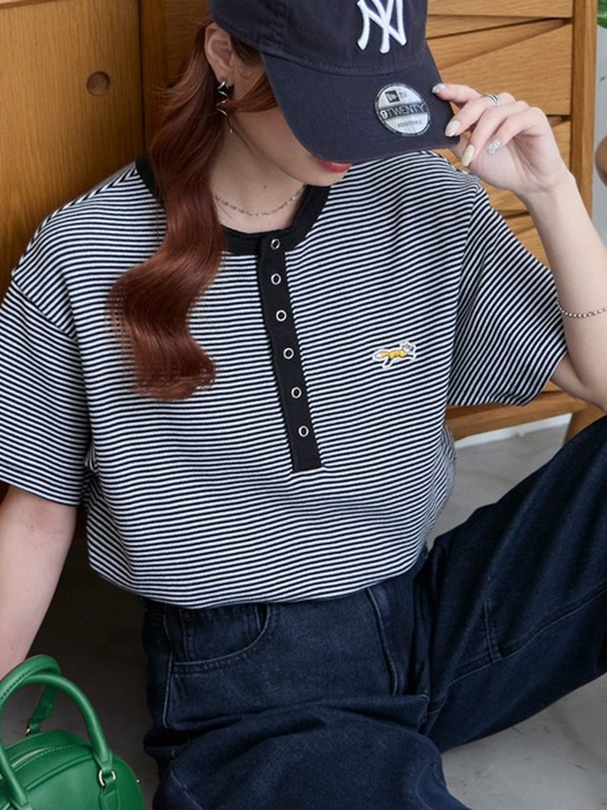 PENNEYS 刺繡小狐狸亨利領短袖棉T