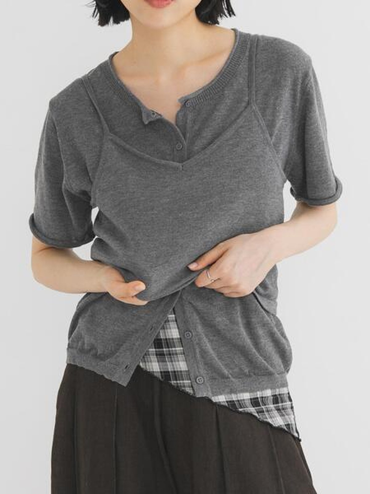 KBF 背心短袖開襟衫set