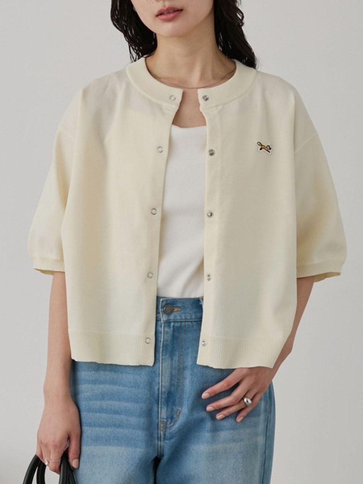 PENNEYS 狐狸刺繡針織短袖開襟衫